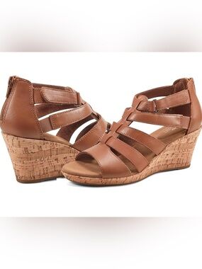 Rockport Brown Briah Gladiator Leather Sandals Size 8W!